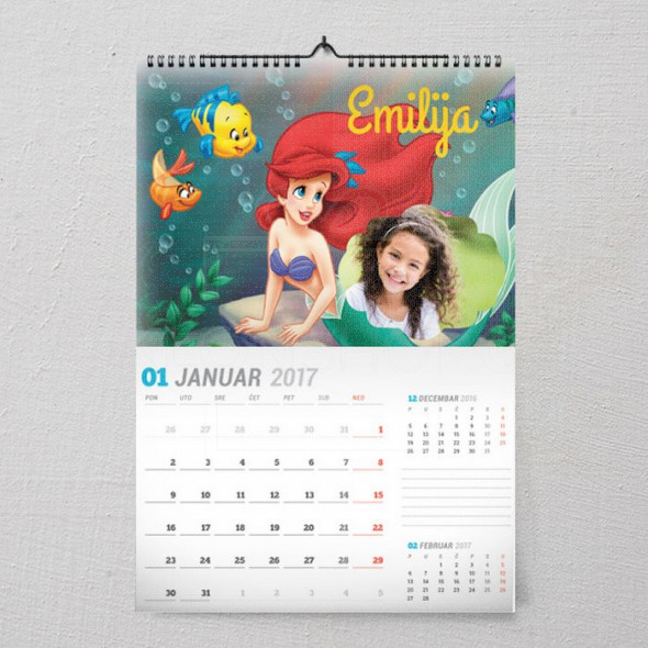 Mala sirena poklon kalendar za devojčice