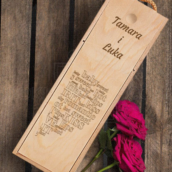 Romantična sa imenima poklon kutija za vino