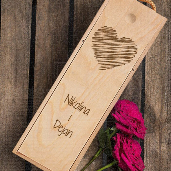 Zaljubljeno srce poklon kutija za vino