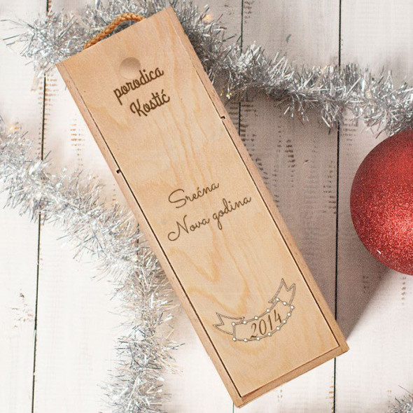 Srećna Nova godina porodična poklon kutija za vino