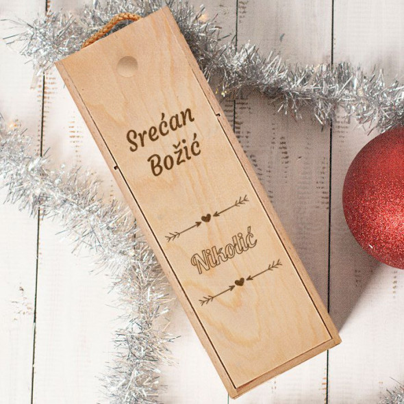 Srećan Božić prezime poklon kutija za vino