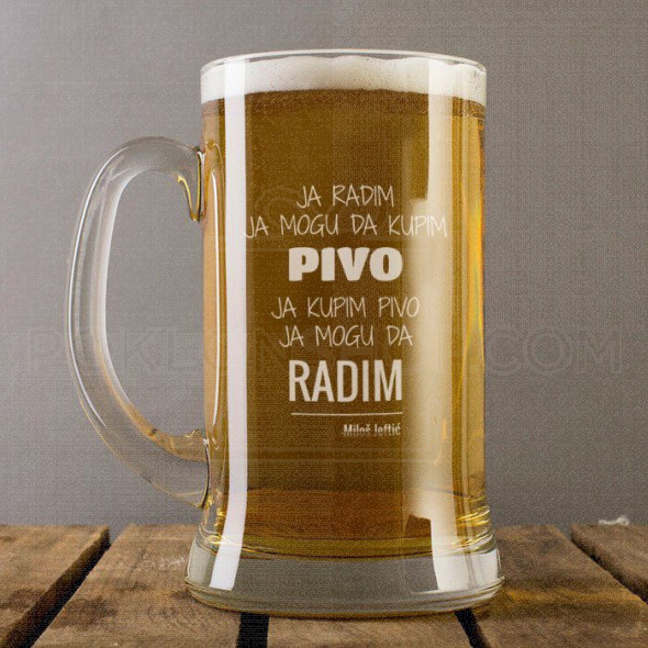 Pivo i rad poklon čaša za pivo