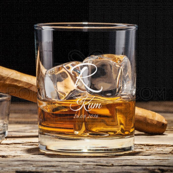 Inicijal kuma poklon čaša za viski