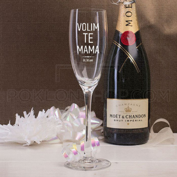 Volim te mama poklon čaša za šampanjac
