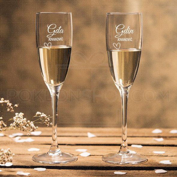 Gospodin i Gospođa poklon čaša za šampanjac