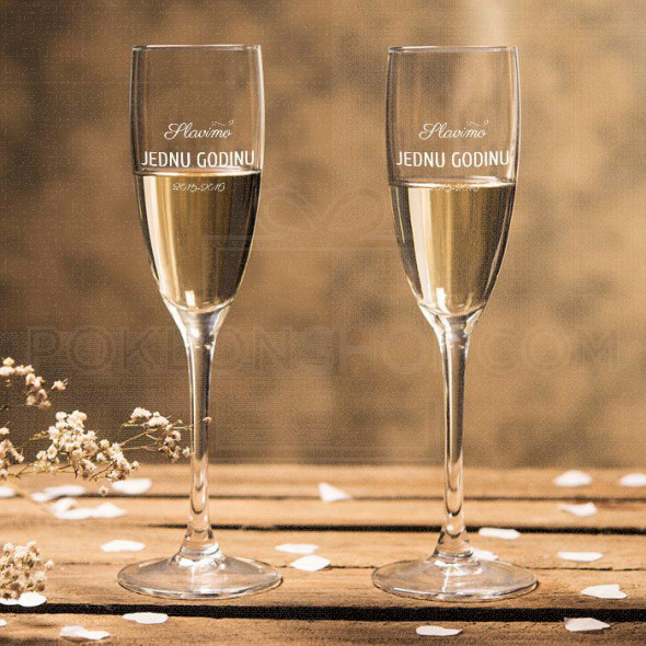 Prva godišnjica poklon čaša za šampanjac