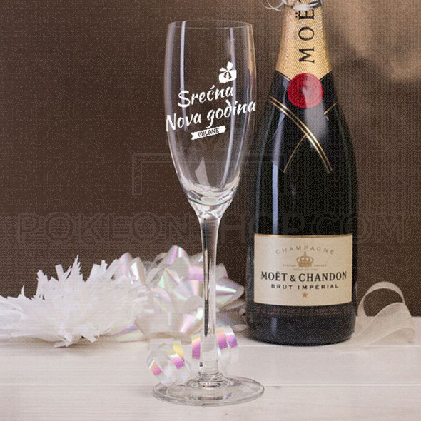 Srećna Nova godina poklon čaša za šampanjac