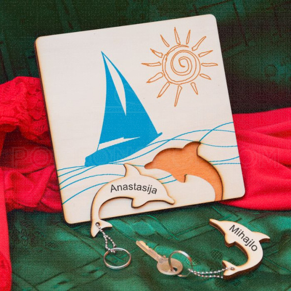 Dva delfina nosači za ključeve