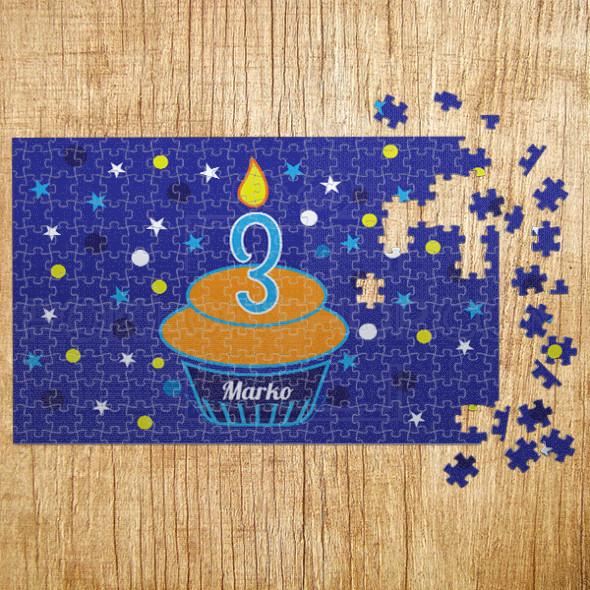 Poklon puzzle ugasi svećicu plava podloga