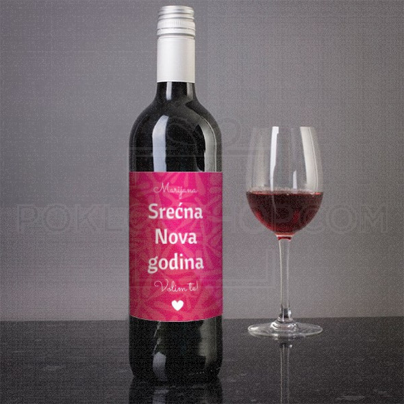 Srecna Nova godina volim te poklon vino