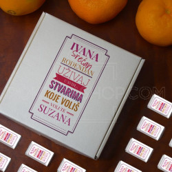 Rođendanska etiketa poklon kutija sa čokoladicama