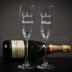 Ljubav dvoje ljudi poklon čaša za šampanjac