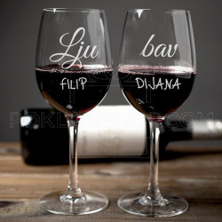Ljubav poklon čaše za vino