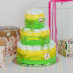 Zeleno žuta poklon torta od pelena